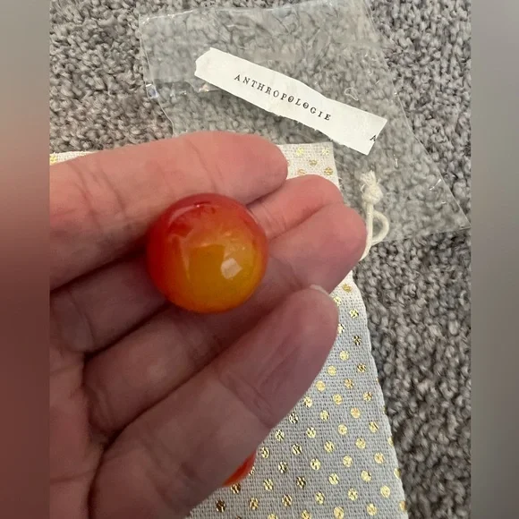 Anthropologie Cherry Red Drop Earrings gold - Picture 5 of 8